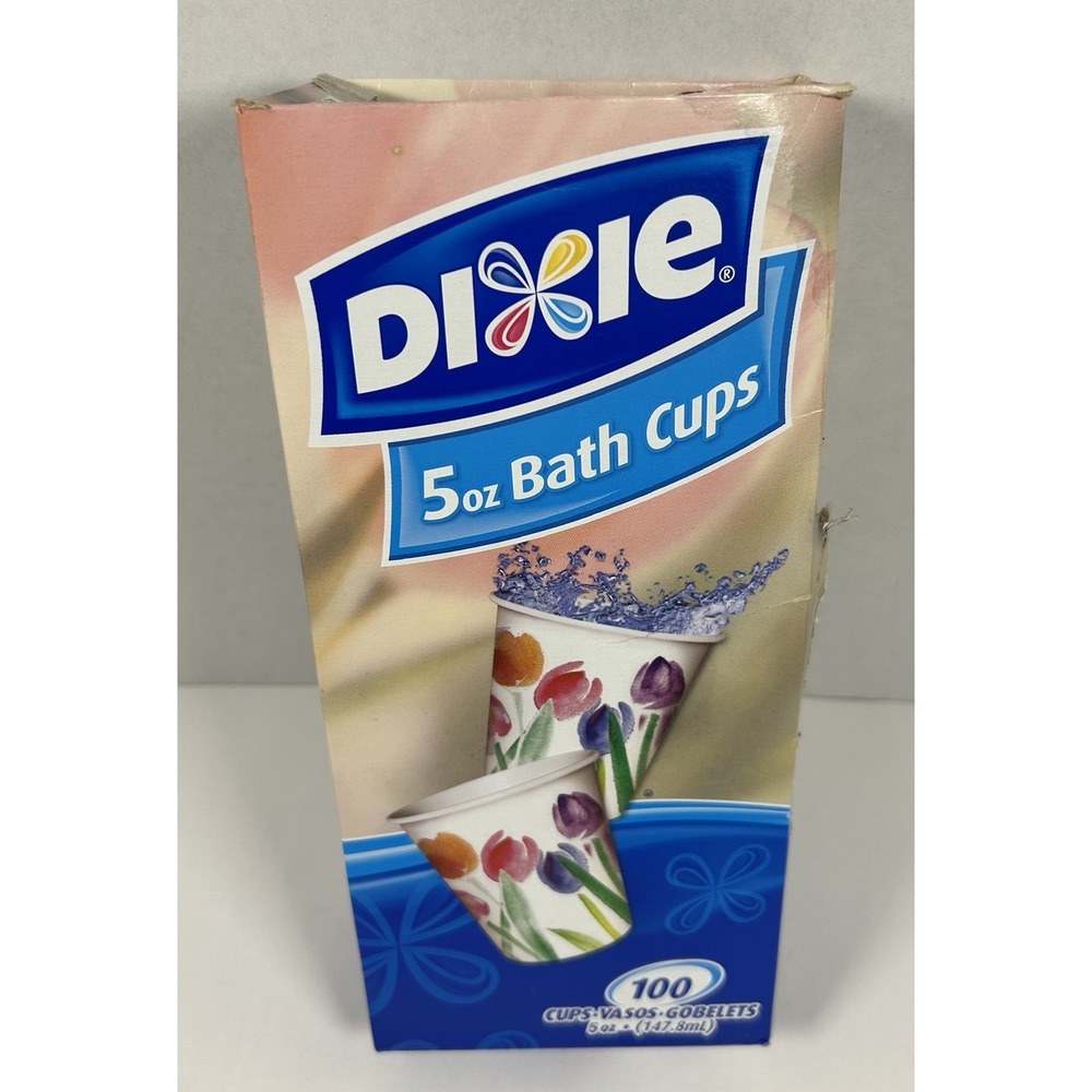 VTG Dixie Cups Open Box Rosy Watercolor Tulips 85 Count Vintage
